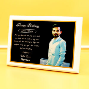Birthday Plaque White Silver Printed LS